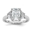 Radiant Half Moon Lab-Grown Diamond Engagement Ring in 14K White Gold (3 1/8 ct. tw.), Size 7 - Sophia Jewelers