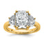 Radiant Half Moon Three-Stone Engagement Ring in 14K Yellow Gold (4 ct. tw.), Size 7 - Sophia Jewelers