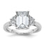 Emerald Half Moon Lab-Grown Engagement Ring in 14K White Gold (3 1/8 ct. tw.), Size 7 - Sophia Jewelers