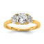 Cushion Lab-Grown Diamond Half Moon Engagement Ring in 14K Yellow Gold (1 3/8 ct. tw.), Size 7 - Sophia Jewelers