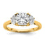 Cushion Half Three-Stone Lab-Grown Diamond Engagement Ring in 14K Yellow Gold (2 ct. tw., VS+ F+), Size 7 - Sophia Jewelers