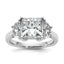 Lab-Grown Diamond Three-Stone Engagement Ring in 14K White Gold (4 ct. tw.), Size 7 - Sophia Jewelers