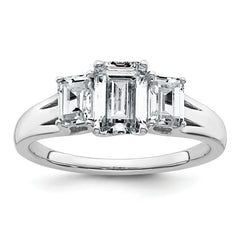 14k White Gold 1 5/8 carat Lab Grown Diamond VS+ F+ Emerald Complete Three Stone Engagement Ring