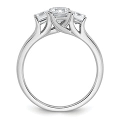 14k White Gold 1 5/8 carat Certified Lab Grown Diamond VS+ F+ Emerald Complete Three Stone Engagement Ring