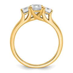 14k 1 5/8 carat Certified Lab Grown Diamond VS+ F+ Emerald Complete Three Stone Engagement Ring