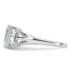 14k White Gold 3 1/3 carat Lab Grown Diamond VS+ F+ Emerald Complete Three Stone Engagement Ring