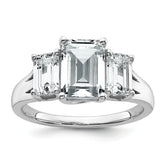 14k White Gold 3 1/3 carat Lab Grown Diamond VS+ F+ Emerald Complete Three Stone Engagement Ring