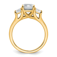 14k 3 1/3 carat Certified Lab Grown Diamond VS+ F+ Emerald Complete Three Stone Engagement Ring