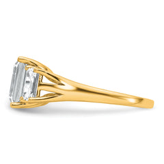 14k 3 1/3 carat Certified Lab Grown Diamond VS+ F+ Emerald Complete Three Stone Engagement Ring