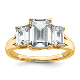 14k 3 1/3 carat Certified Lab Grown Diamond VS+ F+ Emerald Complete Three Stone Engagement Ring