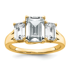 14k 3 1/3 carat Certified Lab Grown Diamond VS+ F+ Emerald Complete Three Stone Engagement Ring