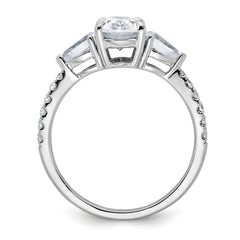 14k White Gold 1 5/8 carat Lab Grown Diamond VS+ F+ Oval with Pear Complete Three Stone Engagement Ring