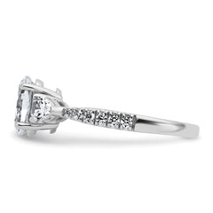 14k White Gold 1 5/8 carat Certified Lab Grown Diamond VS+ F+ Oval with Pear Complete Three Stone Engagement Ring