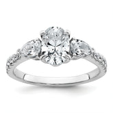14k White Gold 1 5/8 carat Certified Lab Grown Diamond VS+ F+ Oval with Pear Complete Three Stone Engagement Ring