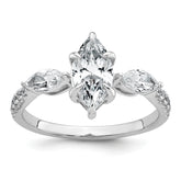 14k White Gold 1 1/2 carat Lab Grown Diamond VS+ F+ Marquise Complete Three Stone Engagement Ring