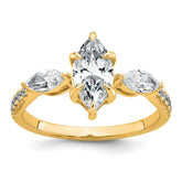 14k 1 1/2 carat Lab Grown Diamond VS+ F+ Marquise Complete Three Stone Engagement Ring
