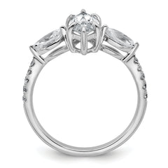 14k White Gold 1 1/2 carat Certified Lab Grown Diamond VS+ F+ Marquise Complete Three Stone Engagement Ring