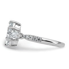14k White Gold 1 1/2 carat Certified Lab Grown Diamond VS+ F+ Marquise Complete Three Stone Engagement Ring