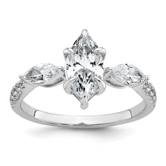 14k White Gold 1 1/2 carat Certified Lab Grown Diamond VS+ F+ Marquise Complete Three Stone Engagement Ring