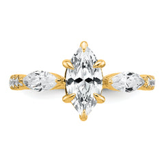 14k 1 1/2 carat Certified Lab Grown Diamond VS+ F+ Marquise Complete Three Stone Engagement Ring