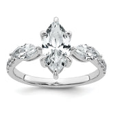 14k White Gold 2 1/6 carat Lab Grown Diamond VS+ F+ Marquise Complete Three Stone Engagement Ring