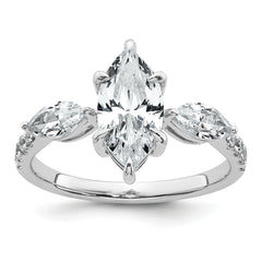 14k White Gold 2 1/6 carat Certified Lab Grown Diamond VS+ F+ Marquise Complete Three Stone Engagement Ring