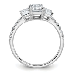 14k White Gold 1 3/4 carat Lab Grown Diamond VS+ F+ Emerald Complete Three Stone Engagement Ring