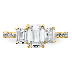 14k 1 3/4 carat Lab Grown Diamond VS+ F+ Emerald Complete Three Stone Engagement Ring