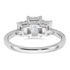 14k White Gold 1 3/4 carat Certified Lab Grown Diamond VS+ F+ Emerald Complete Three Stone Engagement Ring
