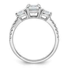 14k White Gold 5/8 carat Lab Grown Diamond VS+ F+ Round Semi Mount Three Stone Engagement Ring