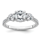 14k White Gold 5/8 carat Lab Grown Diamond VS+ F+ Round Semi Mount Three Stone Engagement Ring