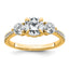 14k 5/8 carat Lab Grown Diamond VS+ F+ Round Semi Mount Three Stone Engagement Ring