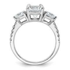 14k White Gold 1 carat Lab Grown Diamond VS+ F+ Round Semi Mount Three Stone Engagement Ring