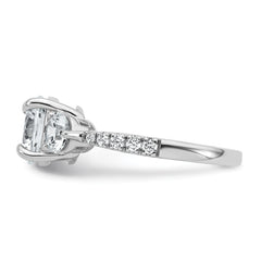 14k White Gold 1 carat Lab Grown Diamond VS+ F+ Round Semi Mount Three Stone Engagement Ring