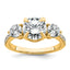 14k 1 carat Lab Grown Diamond VS+ F+ Round Semi Mount Three Stone Engagement Ring