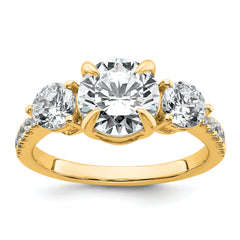 14k 1 carat Lab Grown Diamond VS+ F+ Round Semi Mount Three Stone Engagement Ring