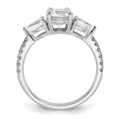 14k White Gold 5/8 carat Lab Grown Diamond VS+F+ Round 1 carat Center Semi Mount Three Stone Engagement Ring