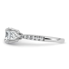 14k White Gold 5/8 carat Lab Grown Diamond VS+F+ Round 1 carat Center Semi Mount Three Stone Engagement Ring