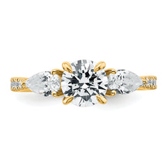 14k 5/8 carat Lab Grown Diamond VS+F+ Round 1 carat Center Semi Mount Three Stone Engagement Ring