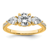 14k 5/8 carat Lab Grown Diamond VS+F+ Round 1 carat Center Semi Mount Three Stone Engagement Ring