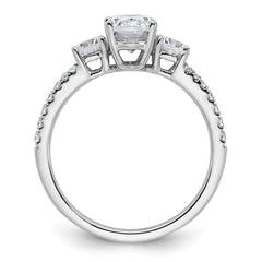 14k White Gold 1 5/8 carat Lab Grown Diamond VS+ F+ Oval with Round Complete Three Stone Engagement Ring