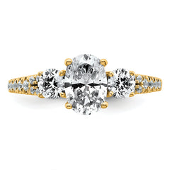 14k 1 5/8 carat Lab Grown Diamond VS+ F+ Oval with Round Complete Three Stone Engagement Ring