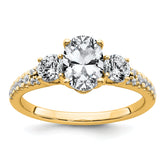 14k 1 5/8 carat Lab Grown Diamond VS+ F+ Oval with Round Complete Three Stone Engagement Ring