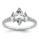 14k White Gold 1 1/2 carat Lab Grown Diamond VS+ F+ Marquise Complete Three Stone Engagement Ring