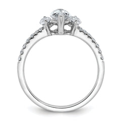 14k White Gold 1 1/2 carat Certified Lab Grown Diamond VS+ F+ Marquise Complete Three Stone Engagement Ring