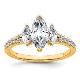 14k 1 1/2 carat Certified Lab Grown Diamond VS+ F+ Marquise Complete Three Stone Engagement Ring