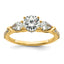 14k 5/8 carat Lab Grown Diamond VS+ F+ 1 carat Center Round Semi Mount Three Stone Engagement Ring
