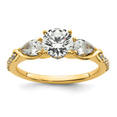 14k 5/8 carat Lab Grown Diamond VS+ F+ 1 carat Center Round Semi Mount Three Stone Engagement Ring