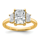 14k 2 3/4 carat Certified Lab Grown Diamond VS+ F+ Radiant and Trapezoid Complete Three Stone Engagement Ring