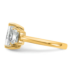 14k 3 1/3 carat Certified Lab Grown Diamond VS+ F+ Radiant and Trapezoid Complete Three Stone Engagement Ring